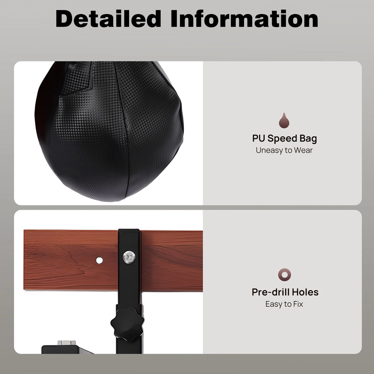 Professional Wall Mounted Speed Bag Platform Kit 360° Swivel Boxing Training Set Adjustable Height 5 Gears Heavy Duty Steel PU Punching Bag for Home Gym