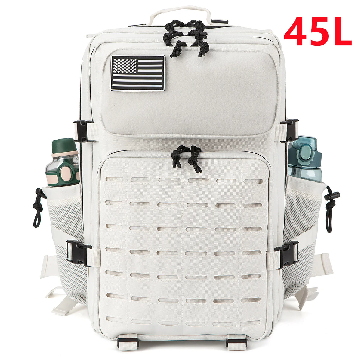 45L Large Capacity Tactical Gym Fitness Backpack For Men With MOLLE Webbing System Dual Cup Holders Outdoor Survival Hiking Camping Rucksack For Wilderness Trip Travel Daily Work Commute Outdoor Camping Activities Gear Storag