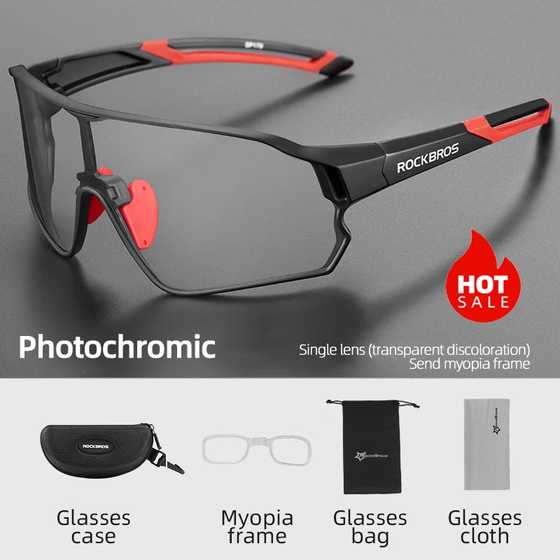 ROCKBROS Cycling Glasses Photochromic MTB Road Bike Glasses UV400 Protection Sunglasses Sport Safe Bicycle Eyewear Equipment