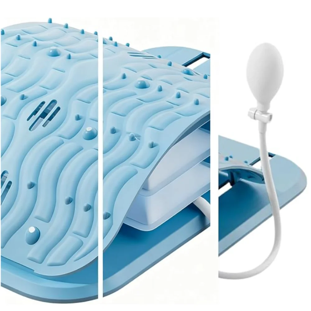 Waist Massager Lumbar Support Massager Pillow Inflatable Adjustable Height 10 Magnetic 40 Massage Points Waist Pillow for Bed Lower Back Home