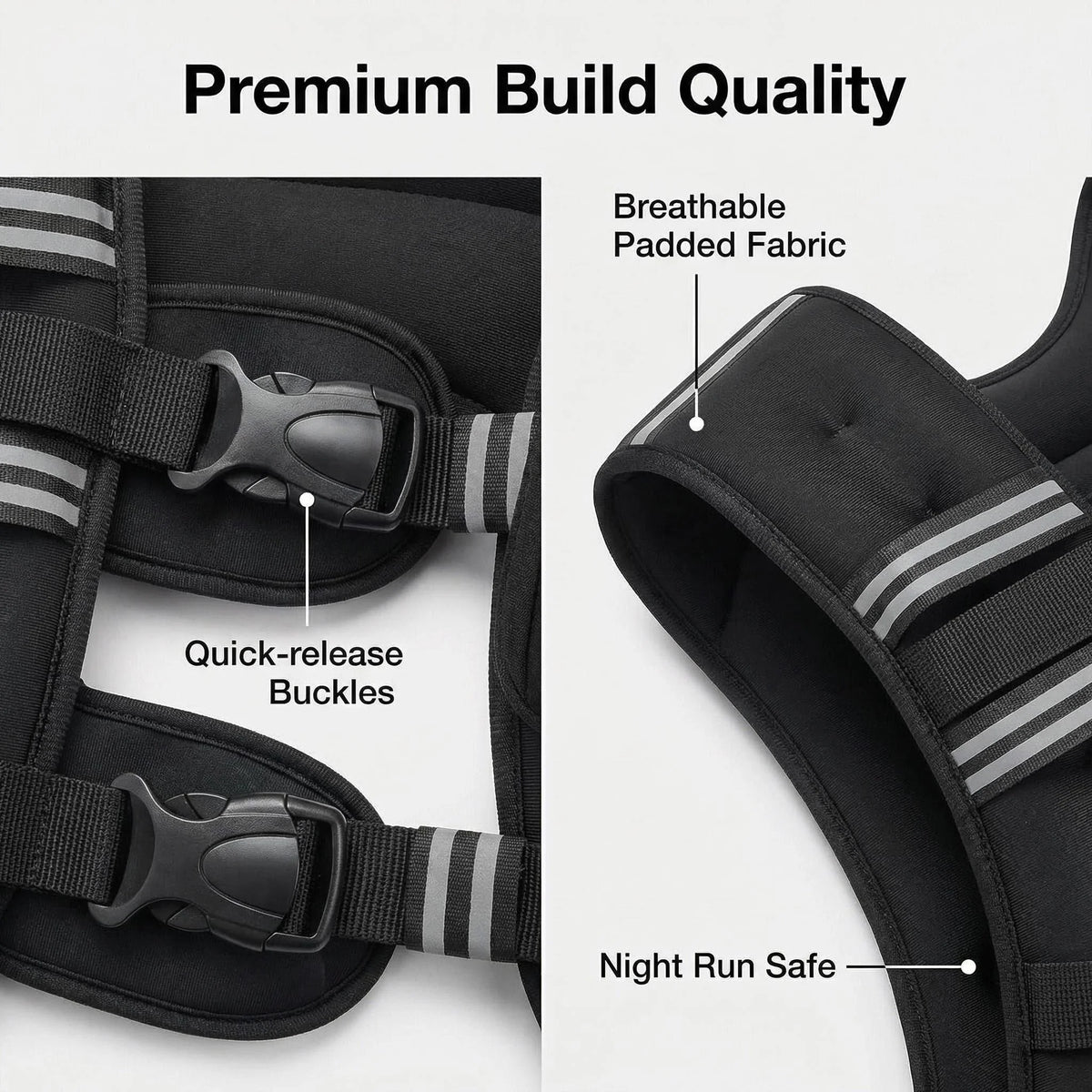 12lb Adjustable Weighted Vest Oxford Fabric With Reflective Stripe Unisex for Men Women Skin‑Friendly Fitness Training Vest for Running Strength Training Weight Loss Muscle Building Workout