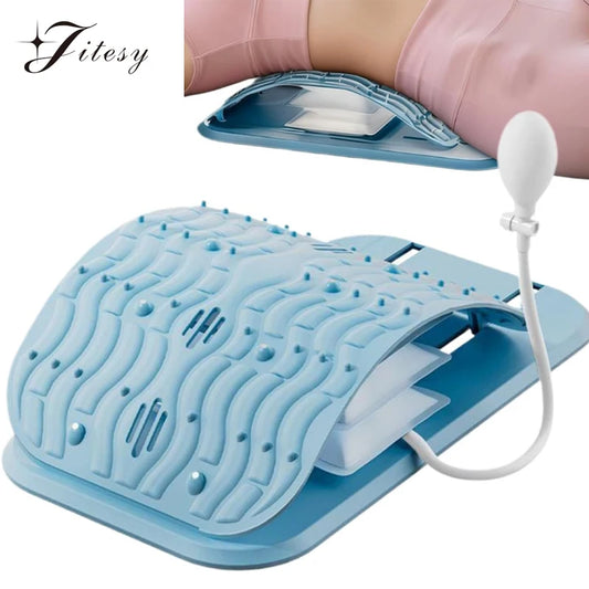 Waist Massager Lumbar Support Massager Pillow Inflatable Adjustable Height 10 Magnetic 40 Massage Points Waist Pillow for Bed Lower Back Home