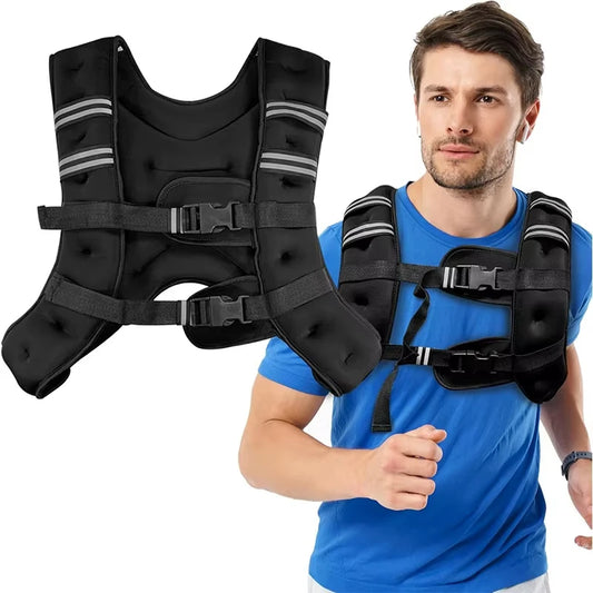 12lb Adjustable Weighted Vest Oxford Fabric With Reflective Stripe Unisex for Men Women Skin‑Friendly Fitness Training Vest for Running Strength Training Weight Loss Muscle Building Workout