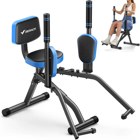 MERACH Hip Abductor Machine Butt Toning Leg Trainer Adjustable Resistance Glute & Outer Thigh Workout Equipment for Home Gym Booty Builder with Bands and Dual Foot Bar 360° Rotating Leg Pads for Women/Sedentary/Postpartum Re
