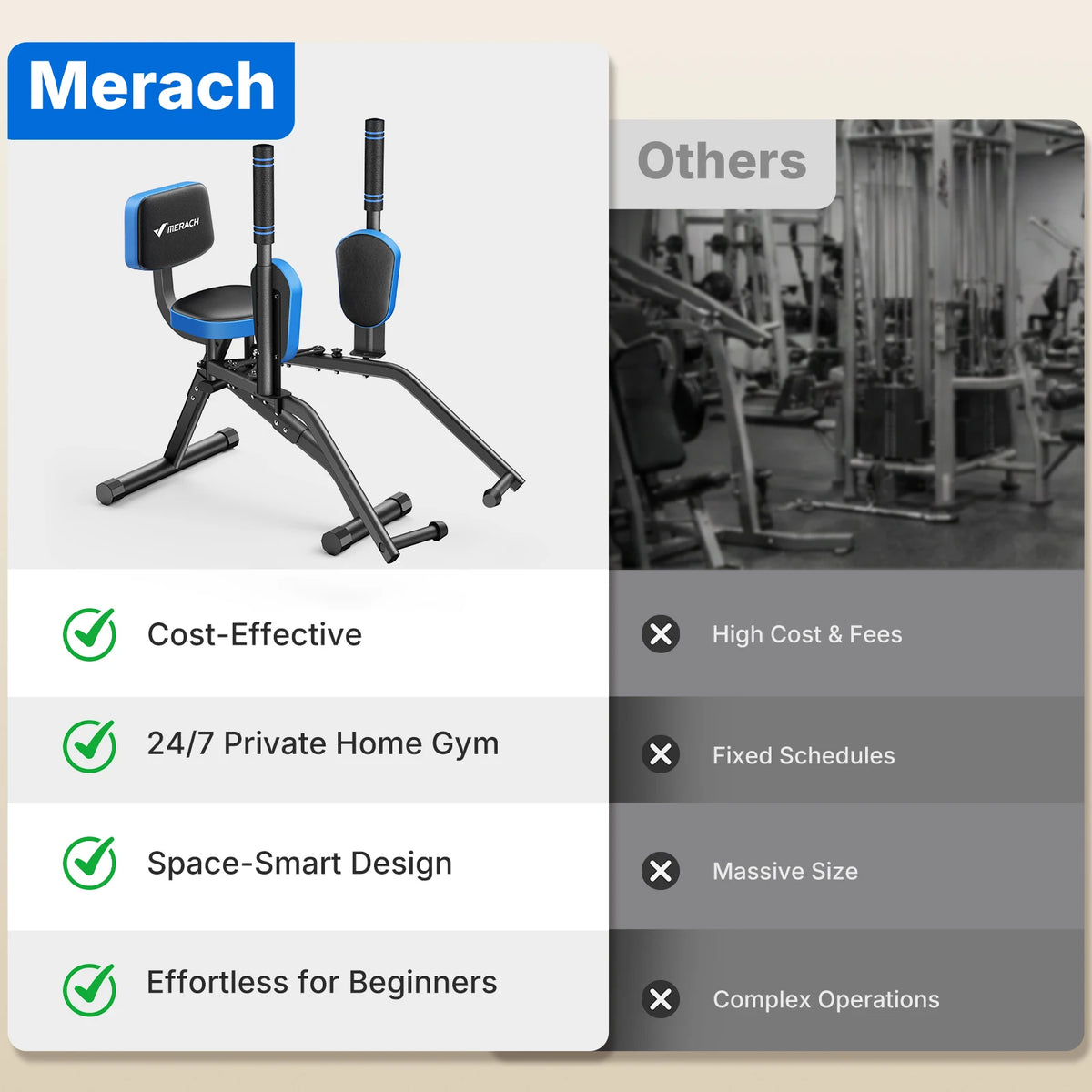 MERACH Hip Abductor Machine Butt Toning Leg Trainer Adjustable Resistance Glute & Outer Thigh Workout Equipment for Home Gym Booty Builder with Bands and Dual Foot Bar 360° Rotating Leg Pads for Women/Sedentary/Postpartum Re