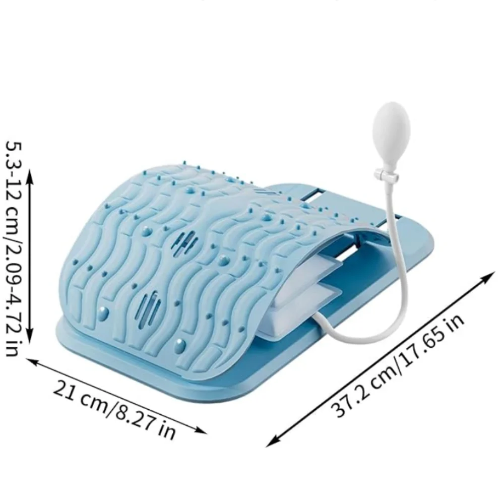 Waist Massager Lumbar Support Massager Pillow Inflatable Adjustable Height 10 Magnetic 40 Massage Points Waist Pillow for Bed Lower Back Home