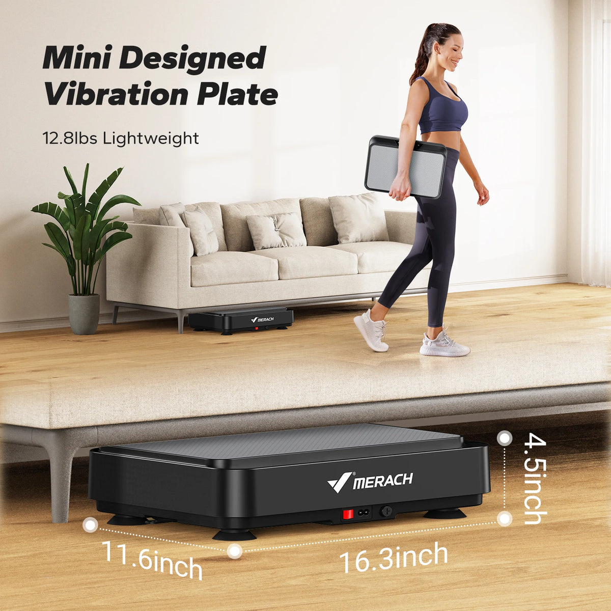 MERACH Vibration Plate Exercise Machine, Vibrating Plate Machine for Weight Loss, Mini Full Body Vibration Platform for Lymphatic Drainage, Exercise Equipment for Women