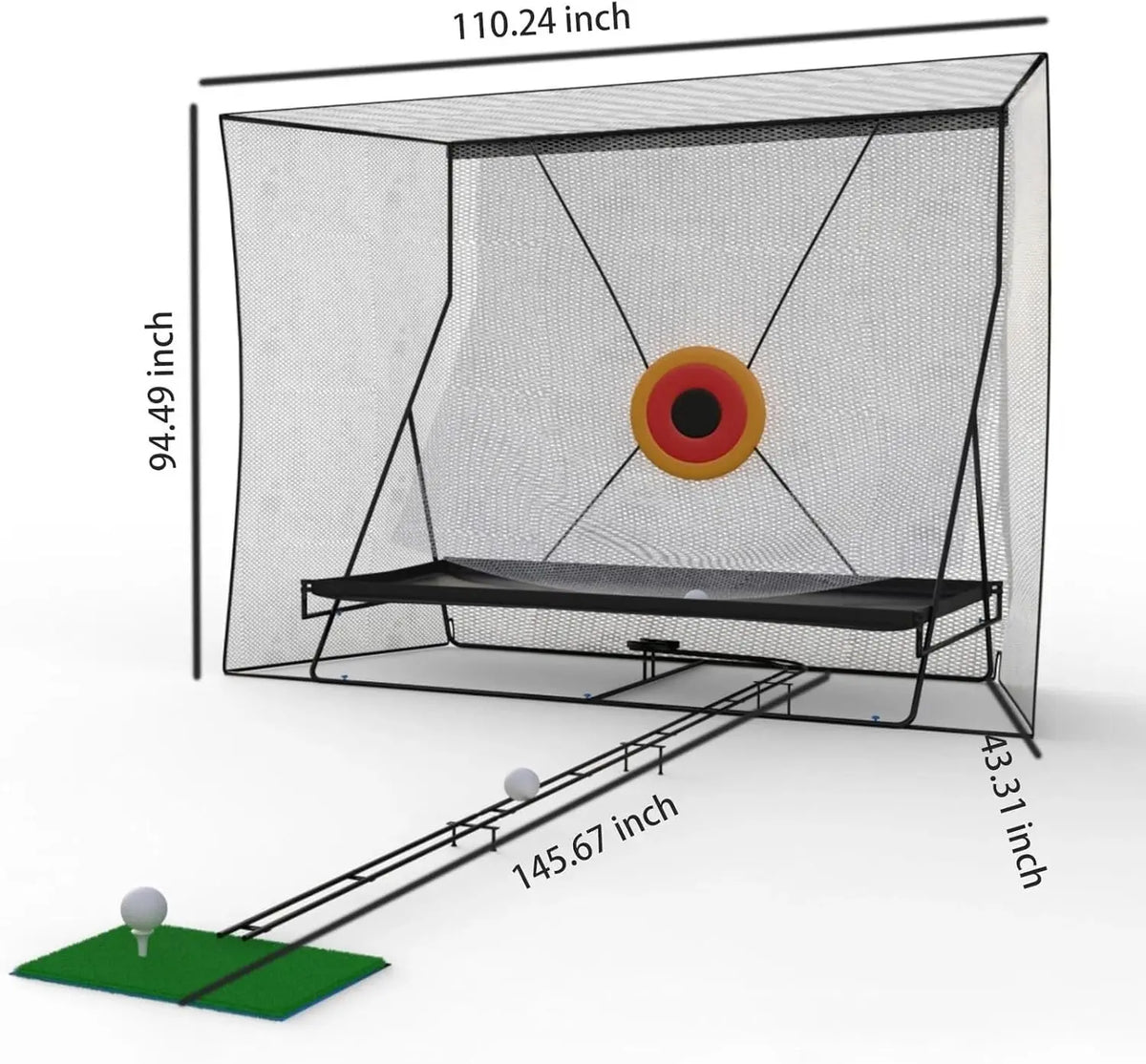 10x8ft Golf Hitting Practice Net with Dual Side Net Barriers, Heavy Duty Steel Frame, Practice Mat, Targets & Automatic Ball Return for Backyard Driving, Chipping, Swing Training Indoor & Outdoor
