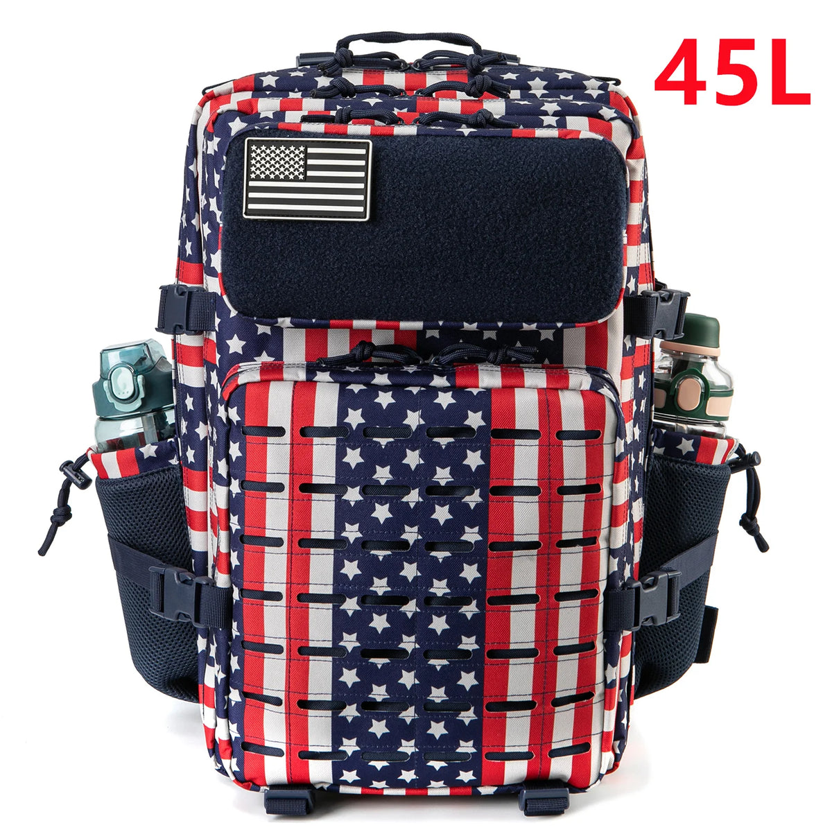 45L Large Capacity Tactical Gym Fitness Backpack For Men With MOLLE Webbing System Dual Cup Holders Outdoor Survival Hiking Camping Rucksack For Wilderness Trip Travel Daily Work Commute Outdoor Camping Activities Gear Storag