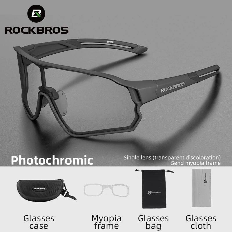 ROCKBROS Cycling Glasses Photochromic MTB Road Bike Glasses UV400 Protection Sunglasses Sport Safe Bicycle Eyewear Equipment