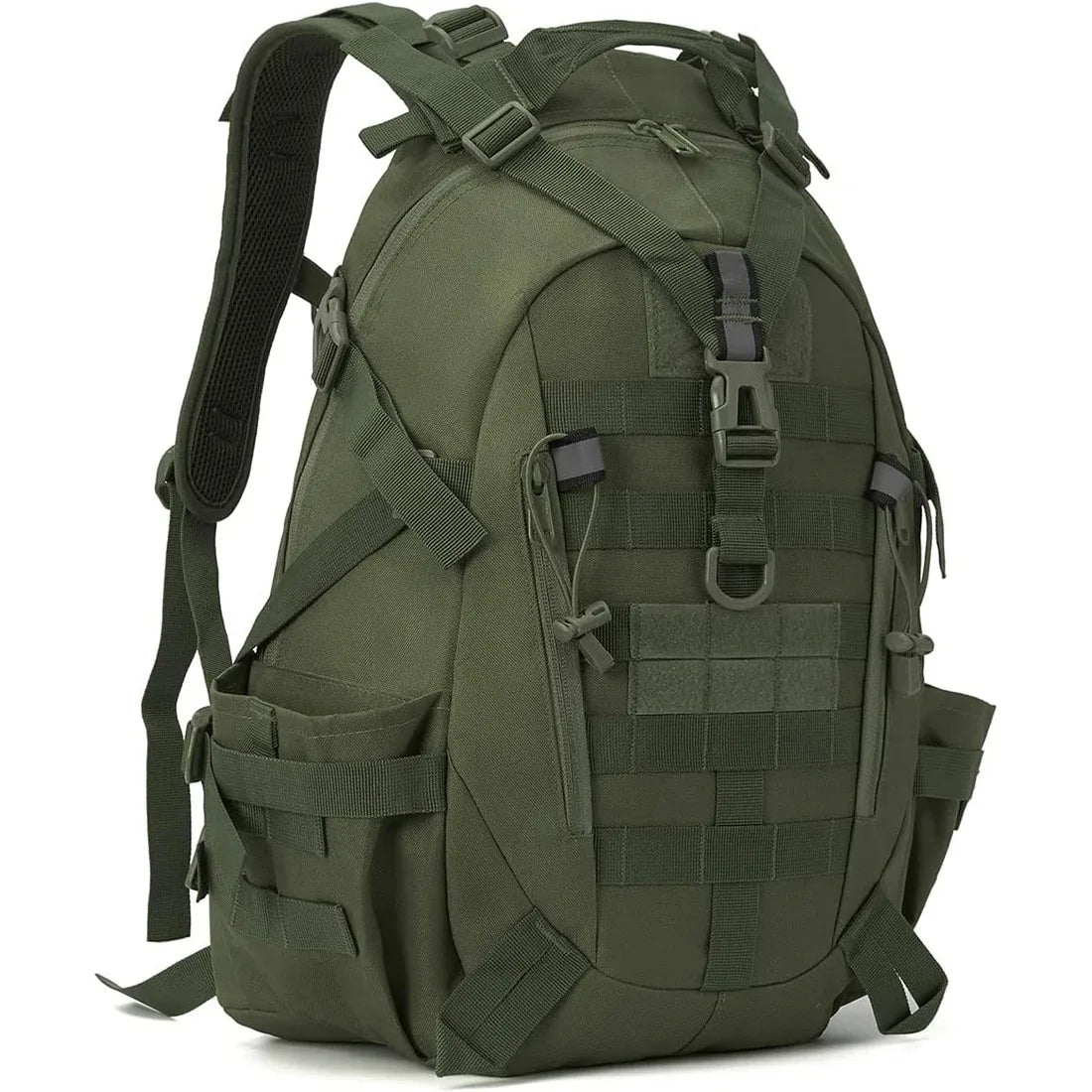 35L Tactical Gym Backpack for Men with MOLLE System & Reflective Strip, Outdoor Fitness Rucksack with Dual Cup Holders & Compression Straps, Travel Training Sports Gear Bag