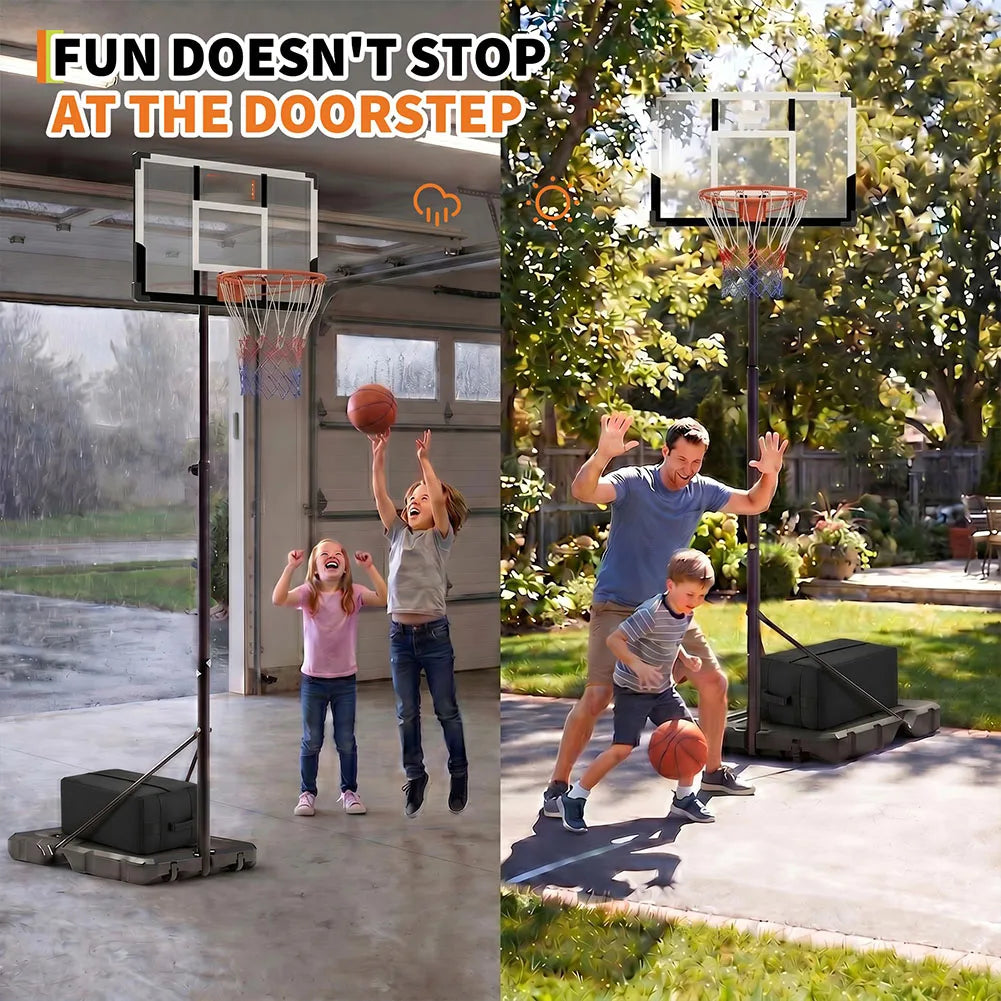Portable Basketball Hoop Outdoor, 3-10FT Adjustable Basketball Goal, 30/38/44 Inch Backboard, w/Fillable Base, Extra Anchor & Wheels, for Kids Youth Teens Adults in Backyard Driveway Court
