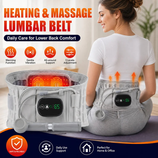 Cordless Electric Red Light Heated Waist Massager Inflatable Lumbar Protect Belt Back Airbag Support Vibration Massage Relax