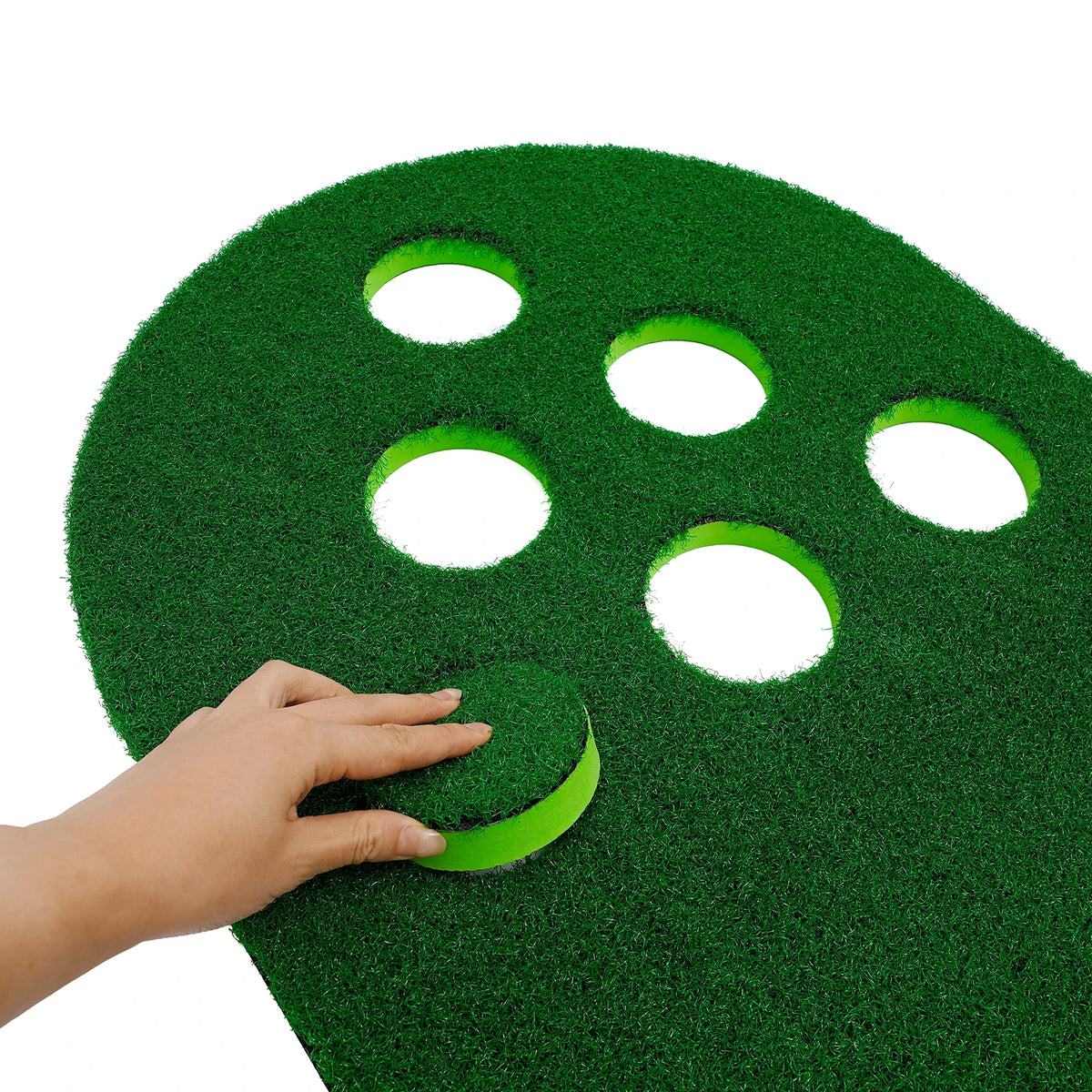 Mini Golf Course 118x19in, Putter Golf Pong Mat with 12 Holes, 2 Adjustable Clubs & 2 Balls for Family Fun