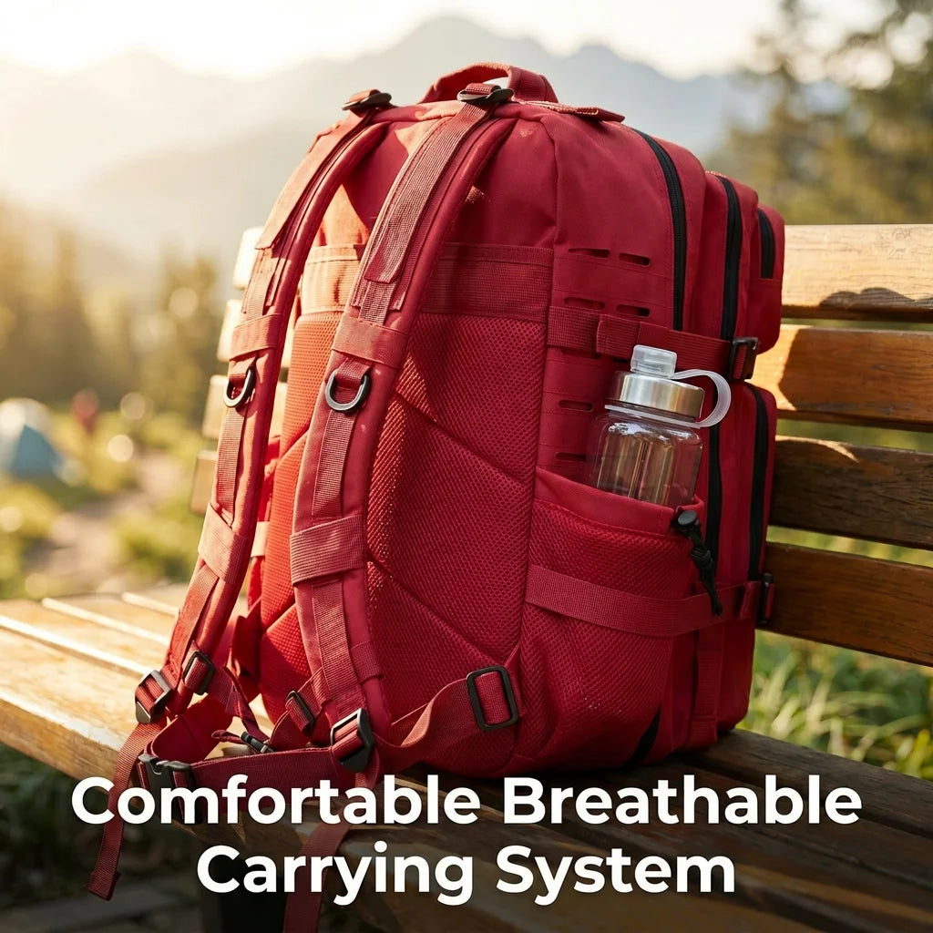 45L Large Capacity Tactical Gym Fitness Backpack For Men With MOLLE Webbing System Dual Cup Holders Outdoor Survival Hiking Camping Rucksack For Wilderness Trip Travel Daily Work Commute Outdoor Camping Activities Gear Storag