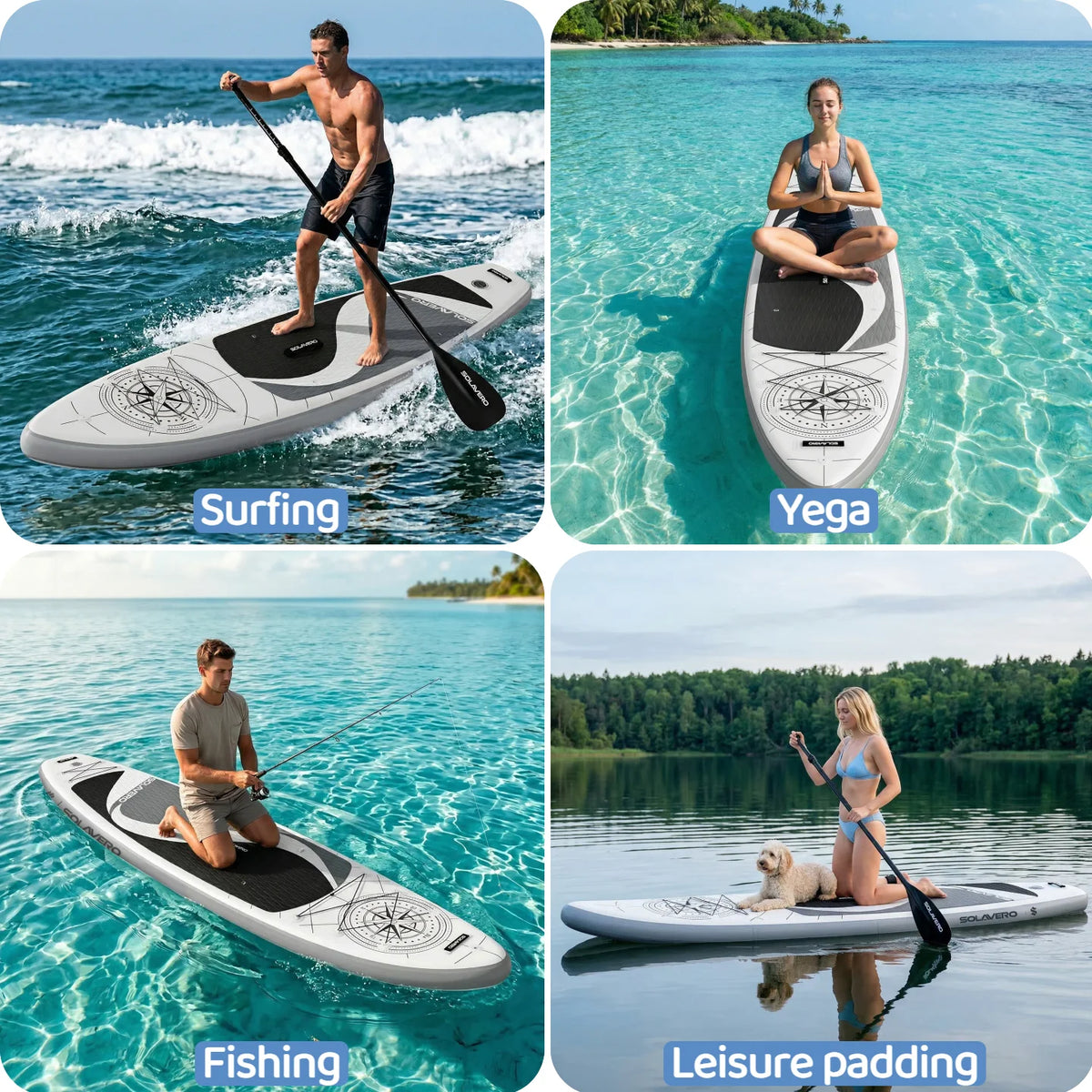 NEBMAAX Inflatable SUP Board Complete with A Full Set of SUP Accessories, Featuring Three Removable Tail Fins and A Non-slip Deck for Adults. Available in A Wide Variety of Patterns and Designs,Suitable for A Range of Water S