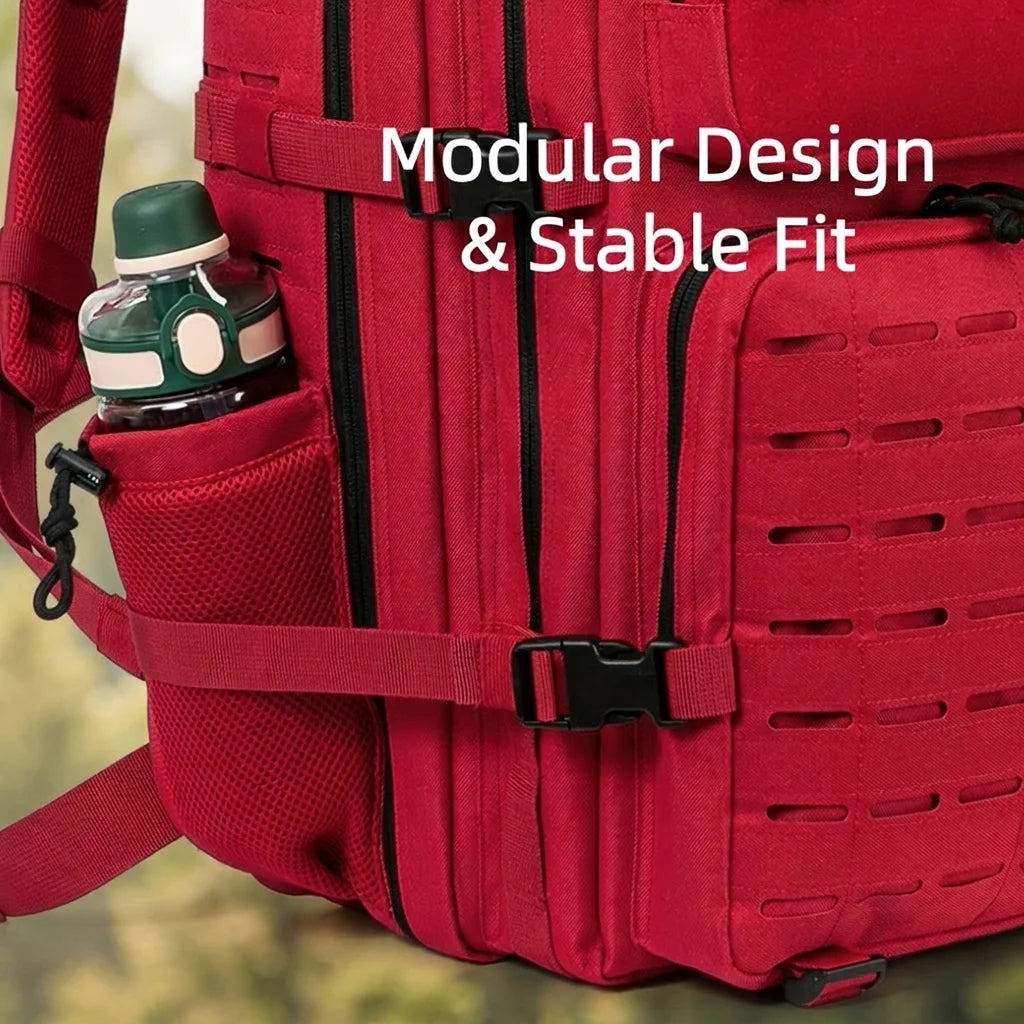 45L Large Capacity Tactical Gym Fitness Backpack For Men With MOLLE Webbing System Dual Cup Holders Outdoor Survival Hiking Camping Rucksack For Wilderness Trip Travel Daily Work Commute Outdoor Camping Activities Gear Storag