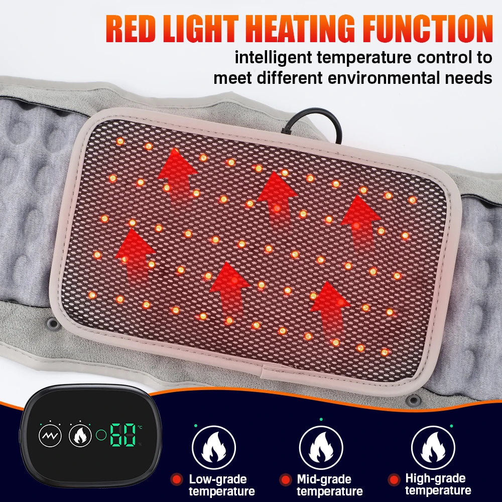 Cordless Electric Red Light Heated Waist Massager Inflatable Lumbar Protect Belt Back Airbag Support Vibration Massage Relax