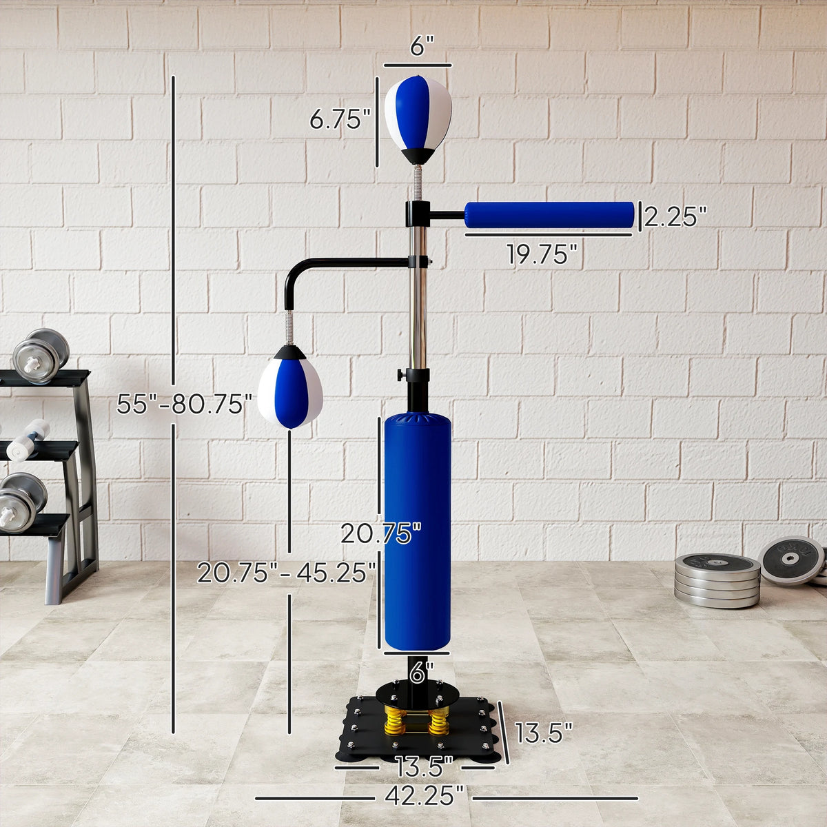 4.6-6.7 Speed Bag Boxing Bag Stand, Reflex Bag Boxing Training Equipment, Speed Punching Bag, Blue