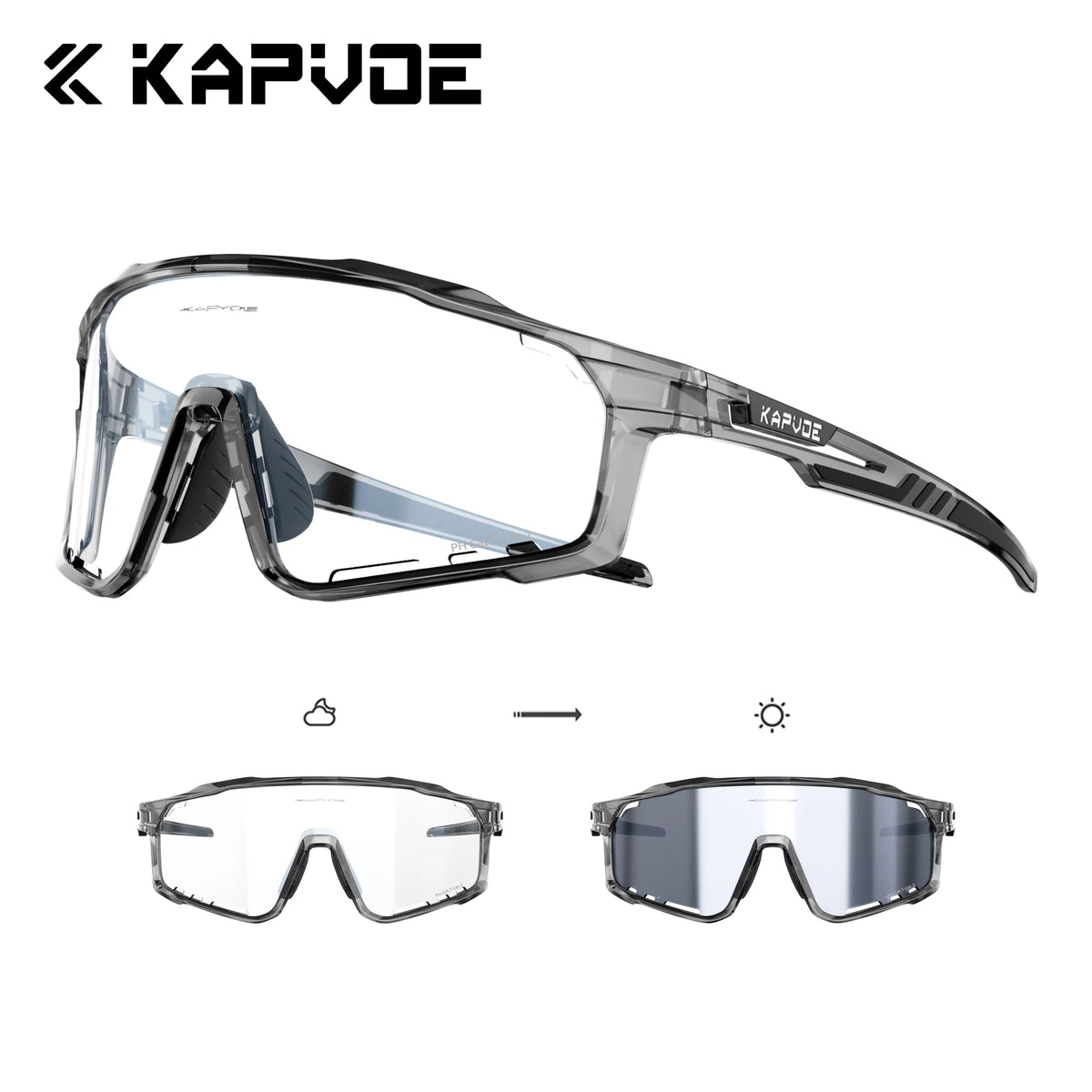 Kapvoe Photochromic Sunglasses Cycling Glasses Mountain Bike Goggles Men Baseball Eyewear Bicycle Sports Glasses for Man UV400