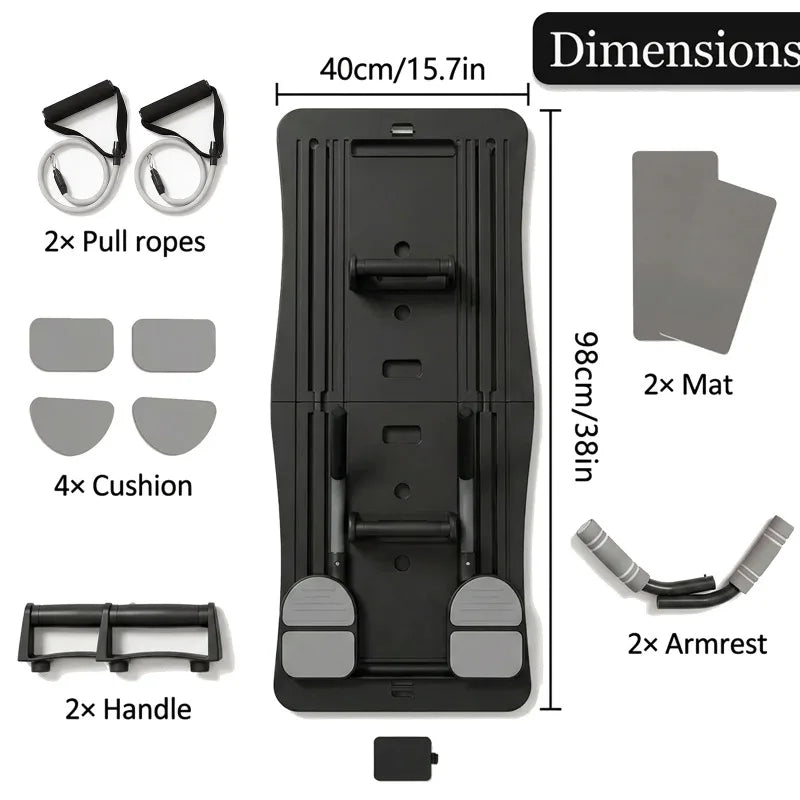 Foldable Multifunctional Home Workout Board, Portable Abdominal Core Trainer with Resistance Bands, Push‑Up Handles and Knee Pad, Full‑Body Home Fitness Equipment