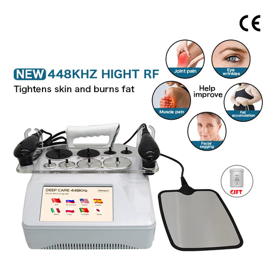Upgrade 448K INDIBA Physical Technology Tecar Deep Warmth CET RET RF Microcurrent Relieves Muscle Soreness Massage Shaping and Weight Loss Device Burning Fat Tighten the Skin Promote Lymphatic Circulation