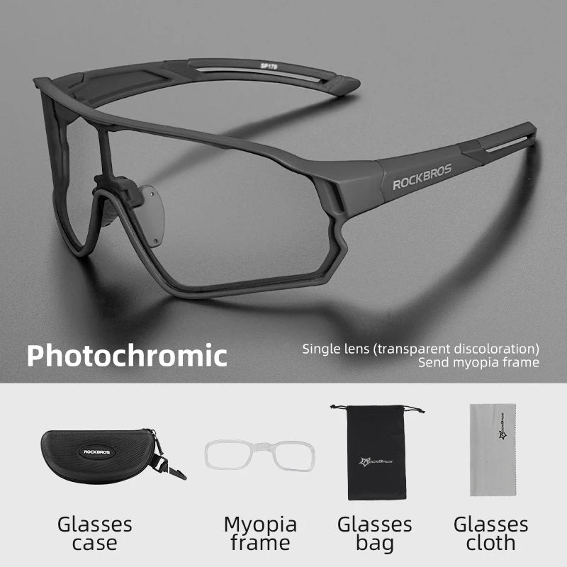 ROCKBROS Cycling Glasses Photochromic MTB Road Bike Glasses UV400 Protection Sunglasses Sport Safe Bicycle Eyewear Equipment