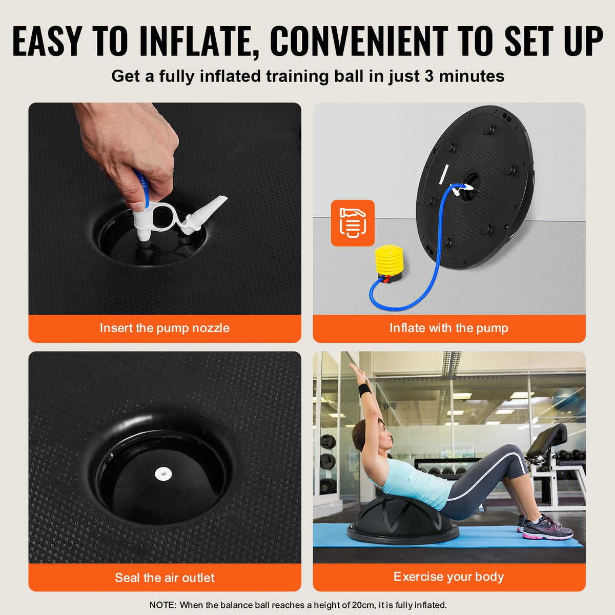 SucceBuy 23in Half Exercise Ball Trainer Balance Ball Trainer 660 lbs Capacity Stability Yoga Ball Home Gym Full Body Workouts