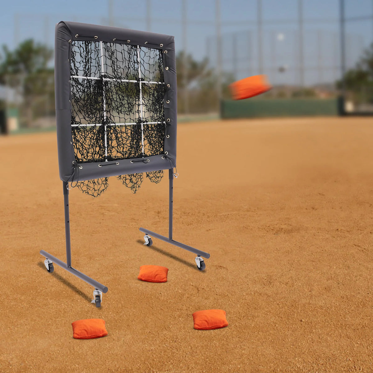 3 Gears Adjustable Height Baseball Training Equipment for Hitting Pitching Practice Baseball Trainer Aid Baseball Training Net
