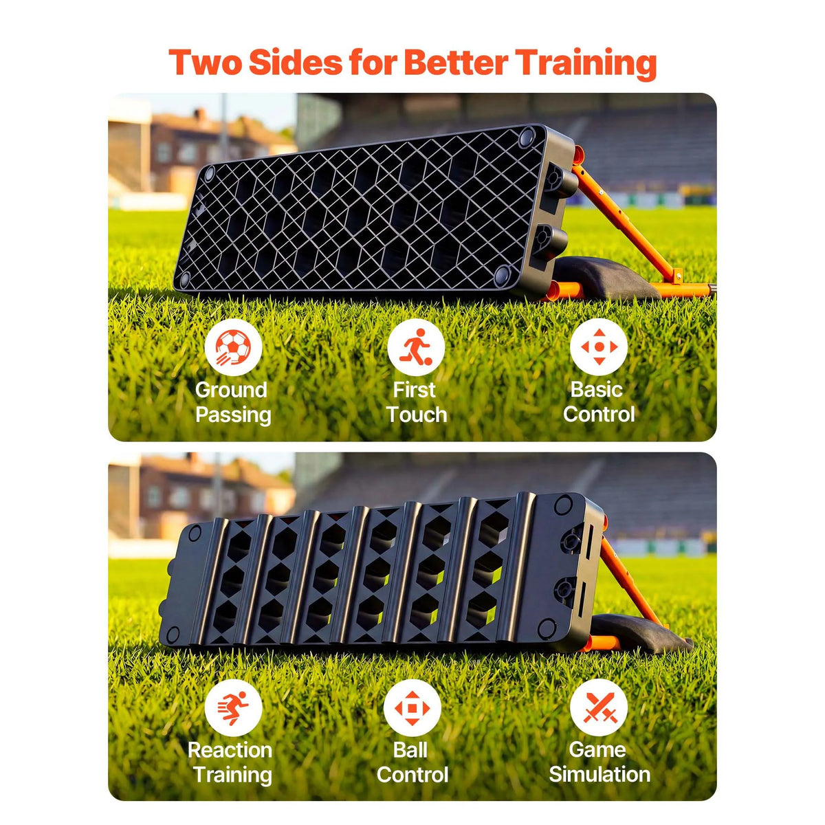 SucceBuy 37.4x9.8in Soccer Rebounder Board Dual Surface Sports Kick Back Trainer 3 Adjustable Angles for Passing Reaction Skills
