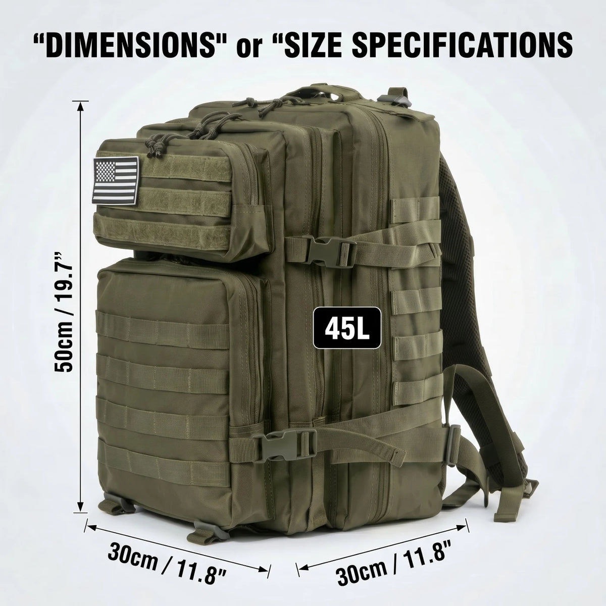 45L Tactical Gym Backpack Molle Large Capacity Multi Pocket Storage Bag Durable Wear Resistant Fitness Training Bag Heavy Duty Rucksack For Men Women Sports Workout Business Trips Outdoor Training Daily Commute Luggage Bag