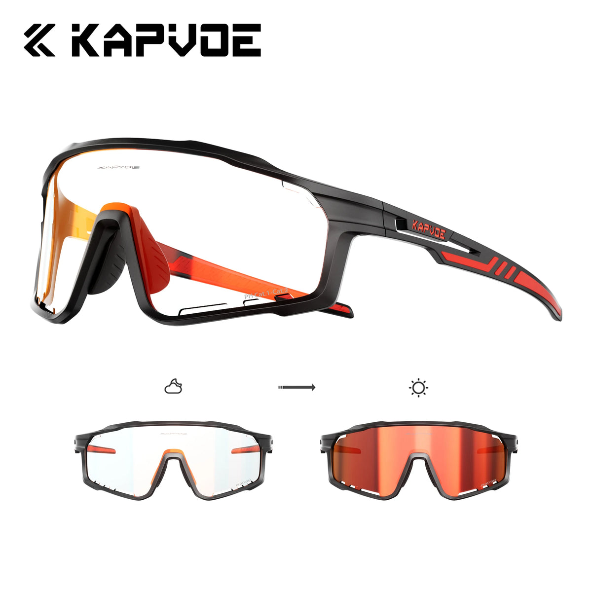 Kapvoe Photochromic Sunglasses Cycling Glasses Mountain Bike Goggles Men Baseball Eyewear Bicycle Sports Glasses for Man UV400