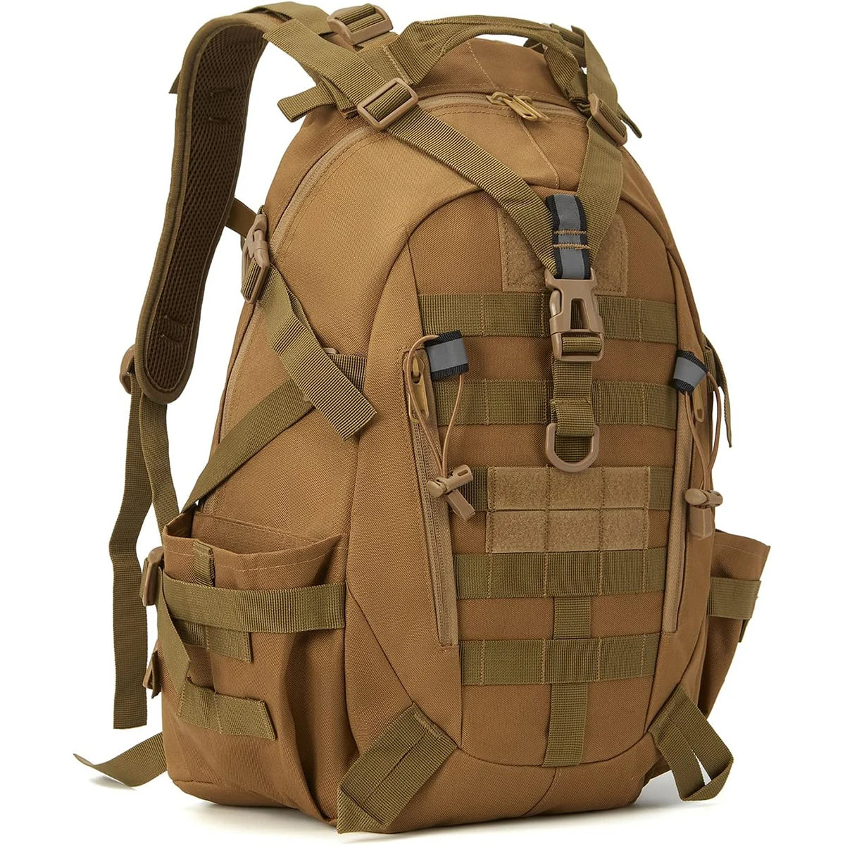 35L Tactical Gym Backpack for Men with MOLLE System & Reflective Strip, Outdoor Fitness Rucksack with Dual Cup Holders & Compression Straps, Travel Training Sports Gear Bag