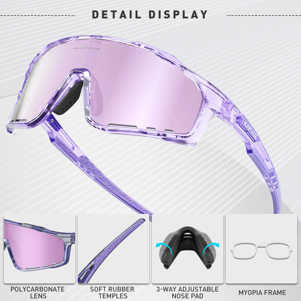 Kapvoe Cycling Glasses Polarized Sunglasses for Men Women Biking UV400 Outdoor Mountain Bike Sports Mountain Glasses Fishing