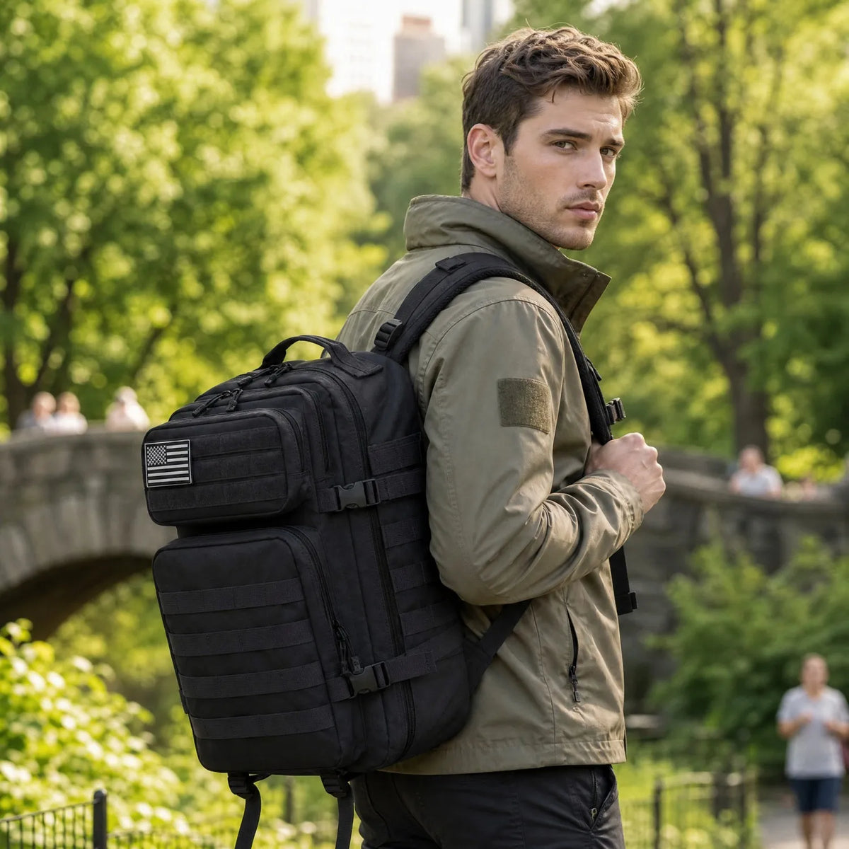45L Tactical Gym Backpack Molle Large Capacity Multi Pocket Storage Bag Durable Wear Resistant Fitness Training Bag Heavy Duty Rucksack For Men Women Sports Workout Business Trips Outdoor Training Daily Commute Luggage Bag