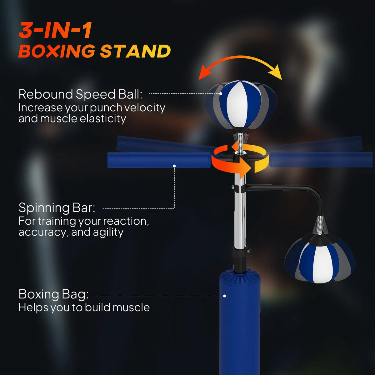 4.6-6.7 Speed Bag Boxing Bag Stand, Reflex Bag Boxing Training Equipment, Speed Punching Bag, Blue
