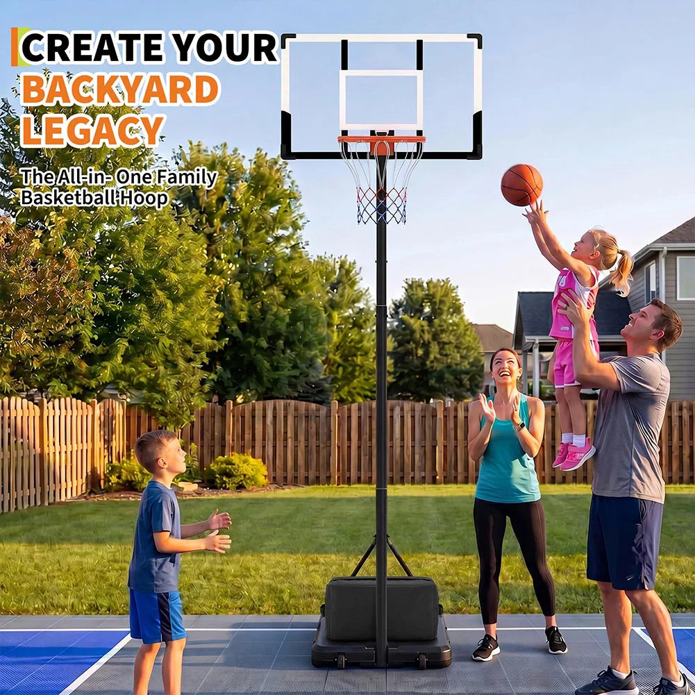 Portable Basketball Hoop Outdoor, 3-10FT Adjustable Basketball Goal, 30/38/44 Inch Backboard, w/Fillable Base, Extra Anchor & Wheels, for Kids Youth Teens Adults in Backyard Driveway Court