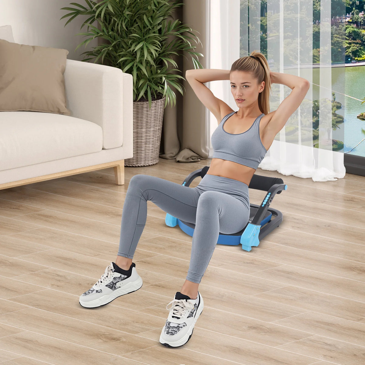 Ab Maschine, Ab Exerciser, Abdominal Trainer, Mini Sit Up Machine with Adjustable Resistance, Foldable Home Gym Equipment, Multi-Function Full Body Workout, Cushioned Foam Pad, Steel Frame, Portable Abs Core Fitness Tool for