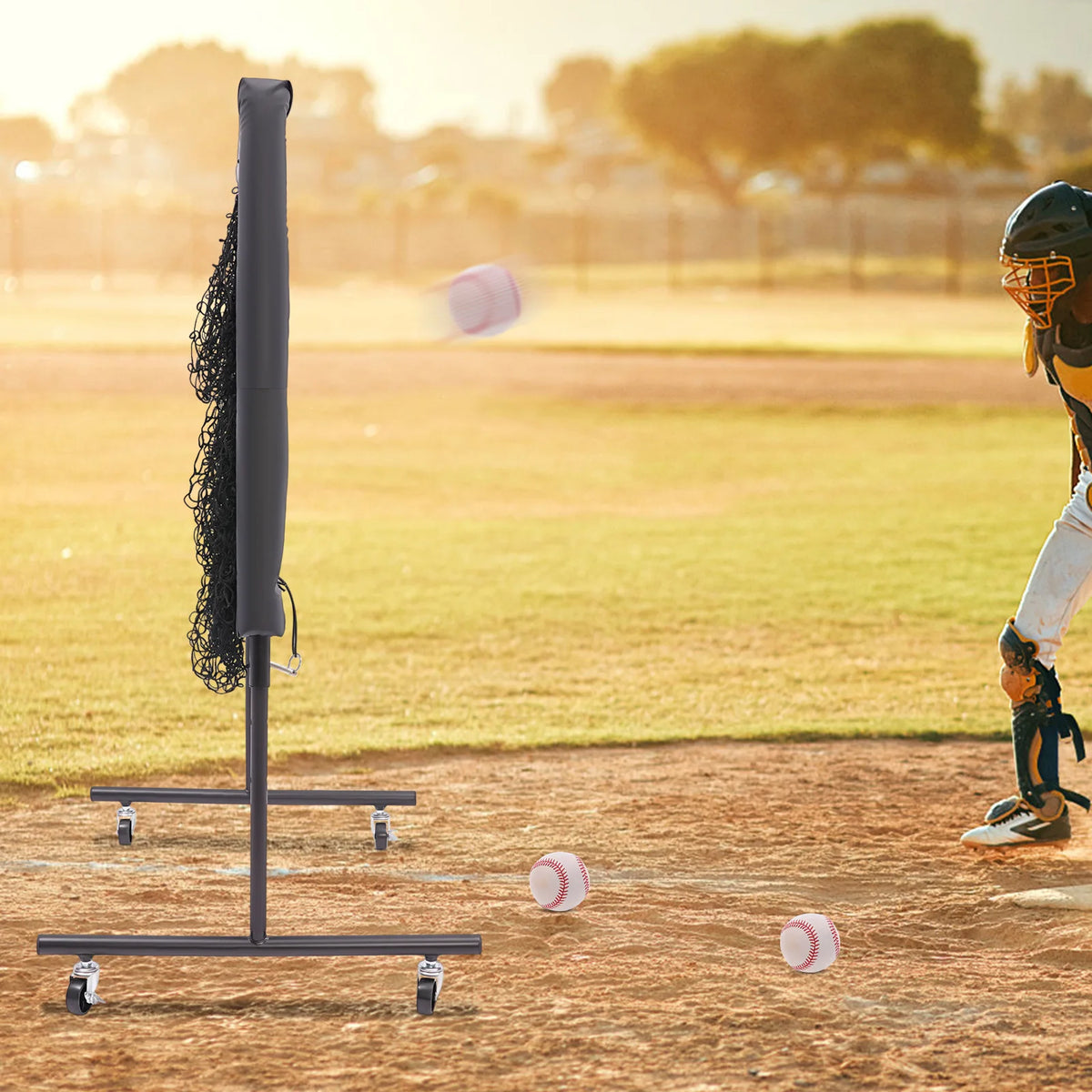 3 Gears Adjustable Height Baseball Training Equipment for Hitting Pitching Practice Baseball Trainer Aid Baseball Training Net