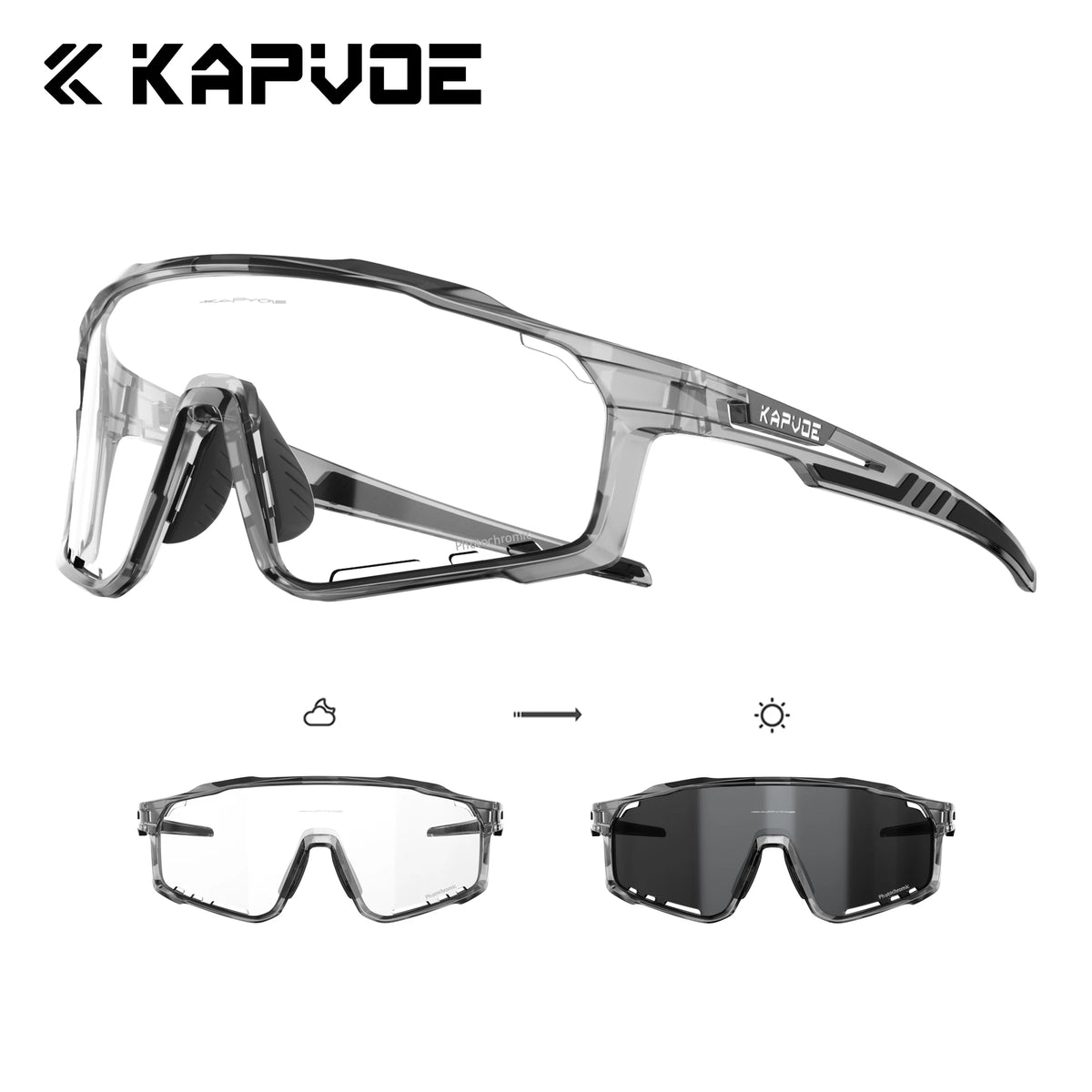 Kapvoe Photochromic Sunglasses Cycling Glasses Mountain Bike Goggles Men Baseball Eyewear Bicycle Sports Glasses for Man UV400