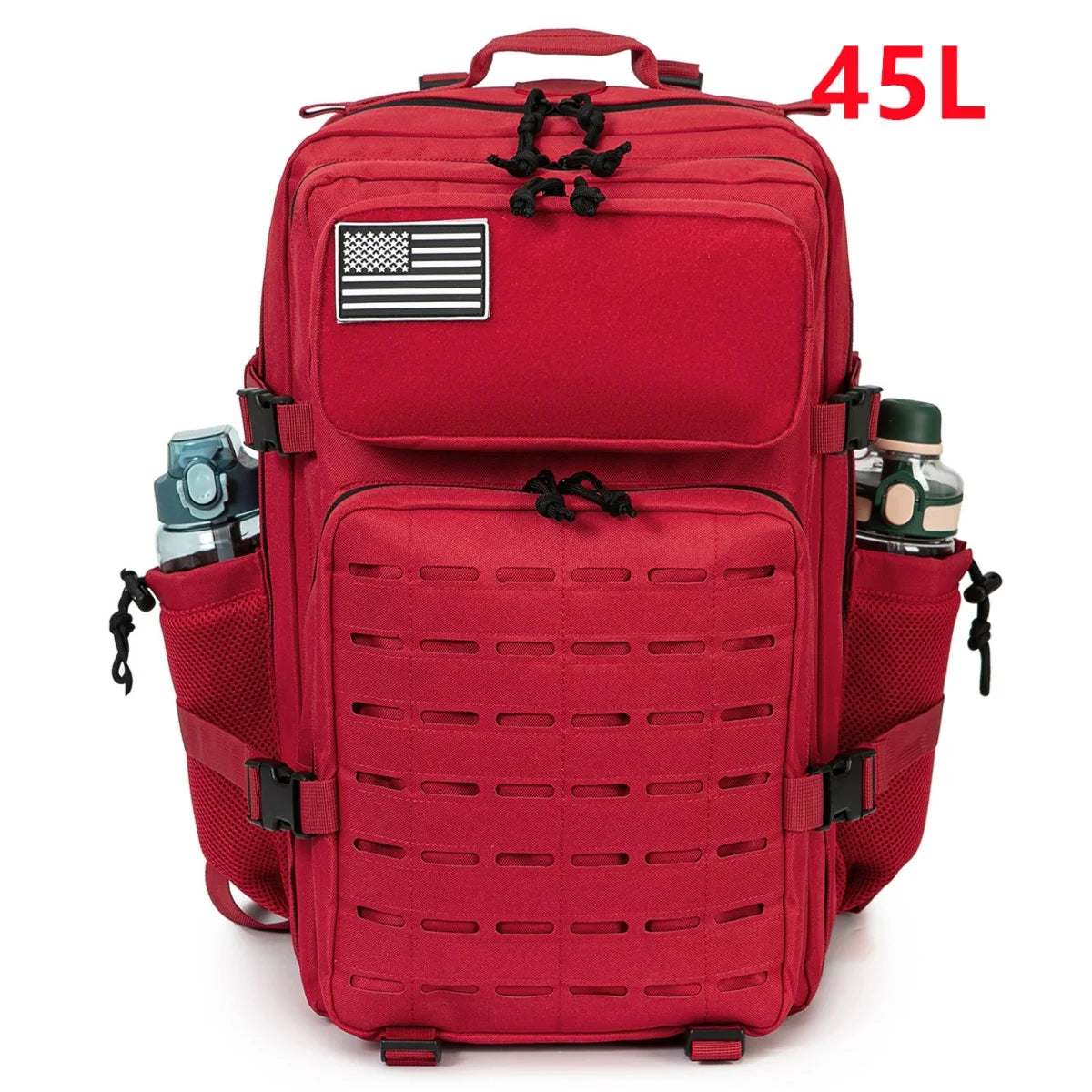 45L Large Capacity Tactical Gym Fitness Backpack For Men With MOLLE Webbing System Dual Cup Holders Outdoor Survival Hiking Camping Rucksack For Wilderness Trip Travel Daily Work Commute Outdoor Camping Activities Gear Storag