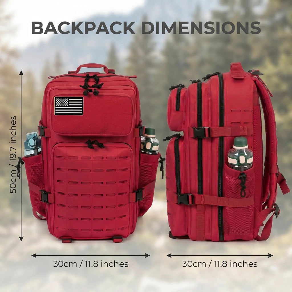 45L Large Capacity Tactical Gym Fitness Backpack For Men With MOLLE Webbing System Dual Cup Holders Outdoor Survival Hiking Camping Rucksack For Wilderness Trip Travel Daily Work Commute Outdoor Camping Activities Gear Storag