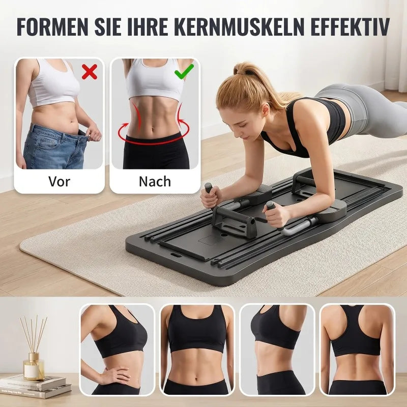 Foldable Multifunctional Home Workout Board, Portable Abdominal Core Trainer with Resistance Bands, Push‑Up Handles and Knee Pad, Full‑Body Home Fitness Equipment
