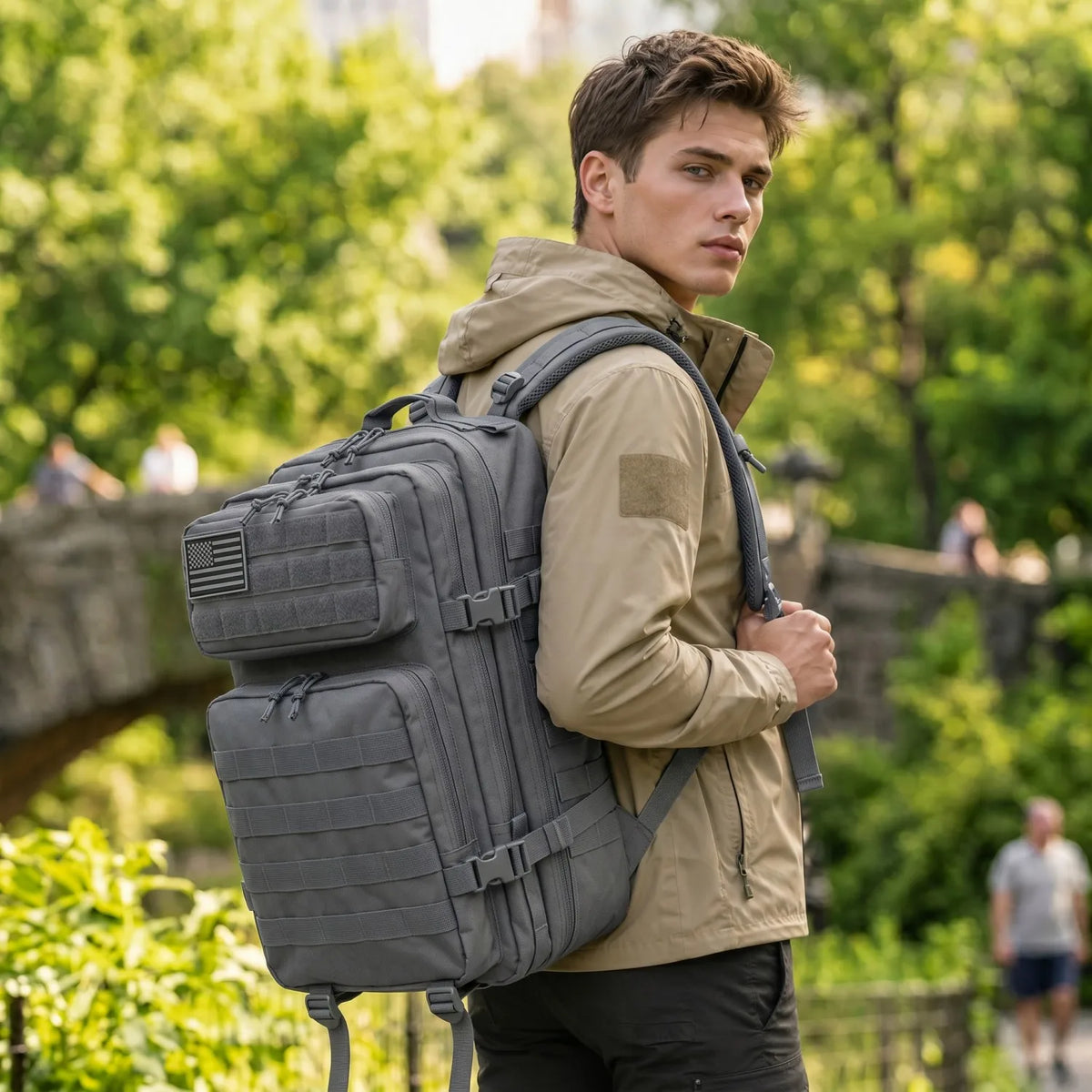 45L Tactical Gym Backpack Molle Large Capacity Multi Pocket Storage Bag Durable Wear Resistant Fitness Training Bag Heavy Duty Rucksack For Men Women Sports Workout Business Trips Outdoor Training Daily Commute Luggage Bag