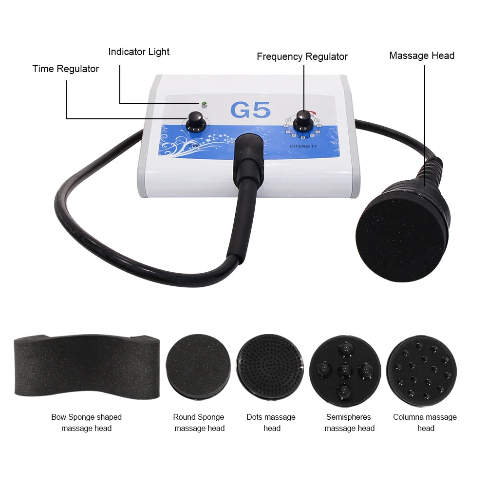 AOKO G5 Vibrating Massage Machine With 5 Massage Heads For Arms Waist Body Massage Anti Cellulite Body Slim Shape for SPA