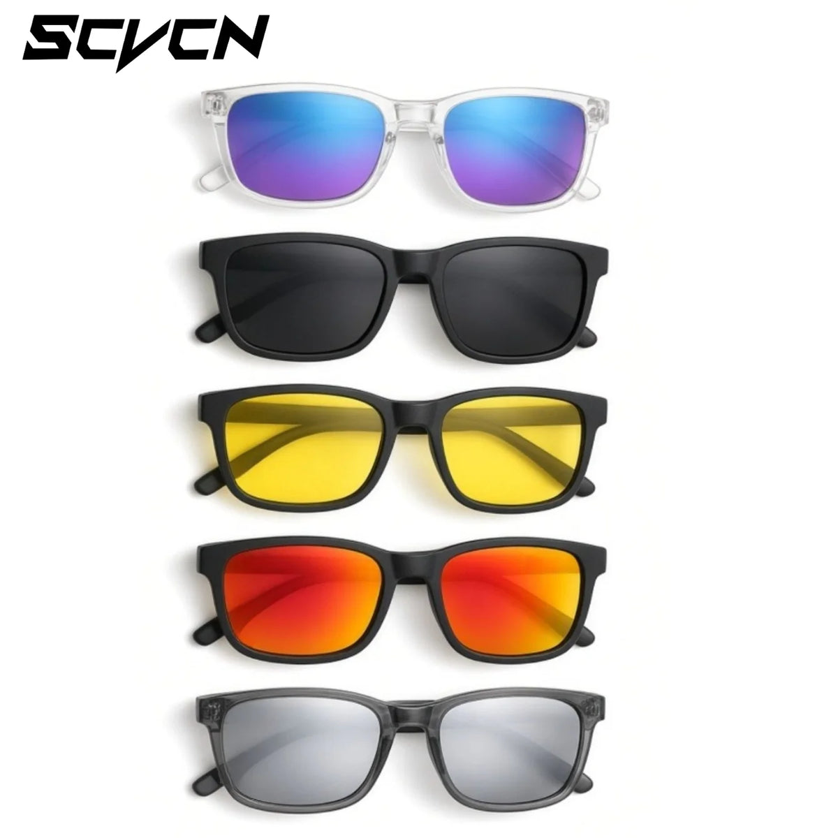 5PACK SCVCN Men's Polarized Outdoor Cycling Glasses  UV400 Sports Sunglasses for Mountain Biking, Fishing