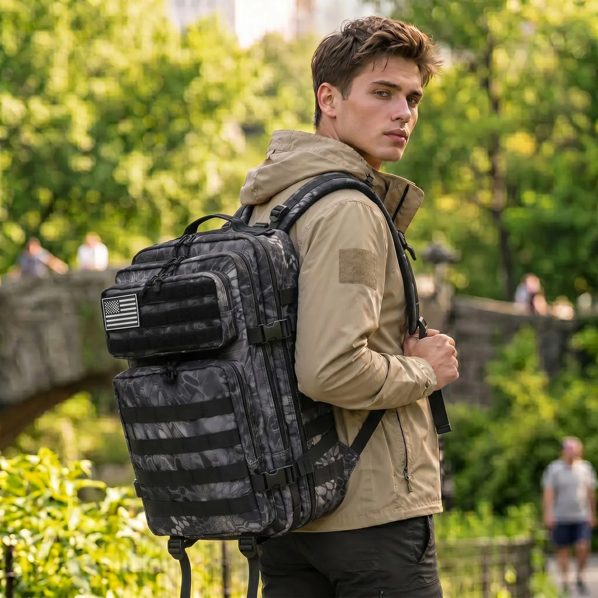 45L Tactical Gym Backpack Molle Large Capacity Multi Pocket Storage Bag Durable Wear Resistant Fitness Training Bag Heavy Duty Rucksack For Men Women Sports Workout Business Trips Outdoor Training Daily Commute Luggage Bag