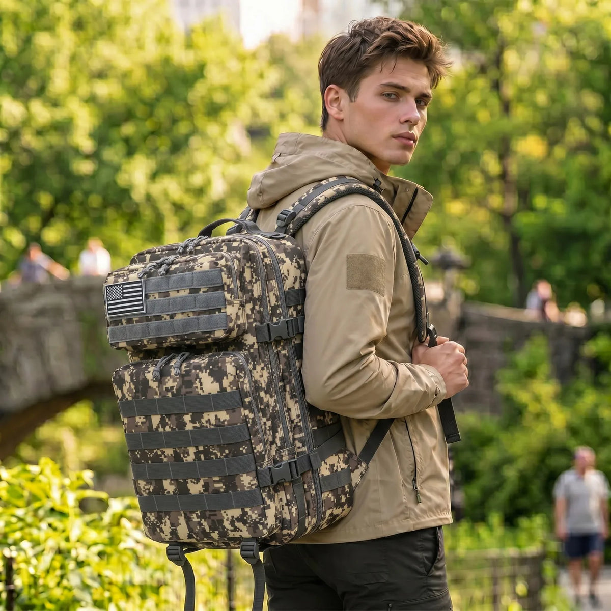 45L Tactical Gym Backpack Molle Large Capacity Multi Pocket Storage Bag Durable Wear Resistant Fitness Training Bag Heavy Duty Rucksack For Men Women Sports Workout Business Trips Outdoor Training Daily Commute Luggage Bag