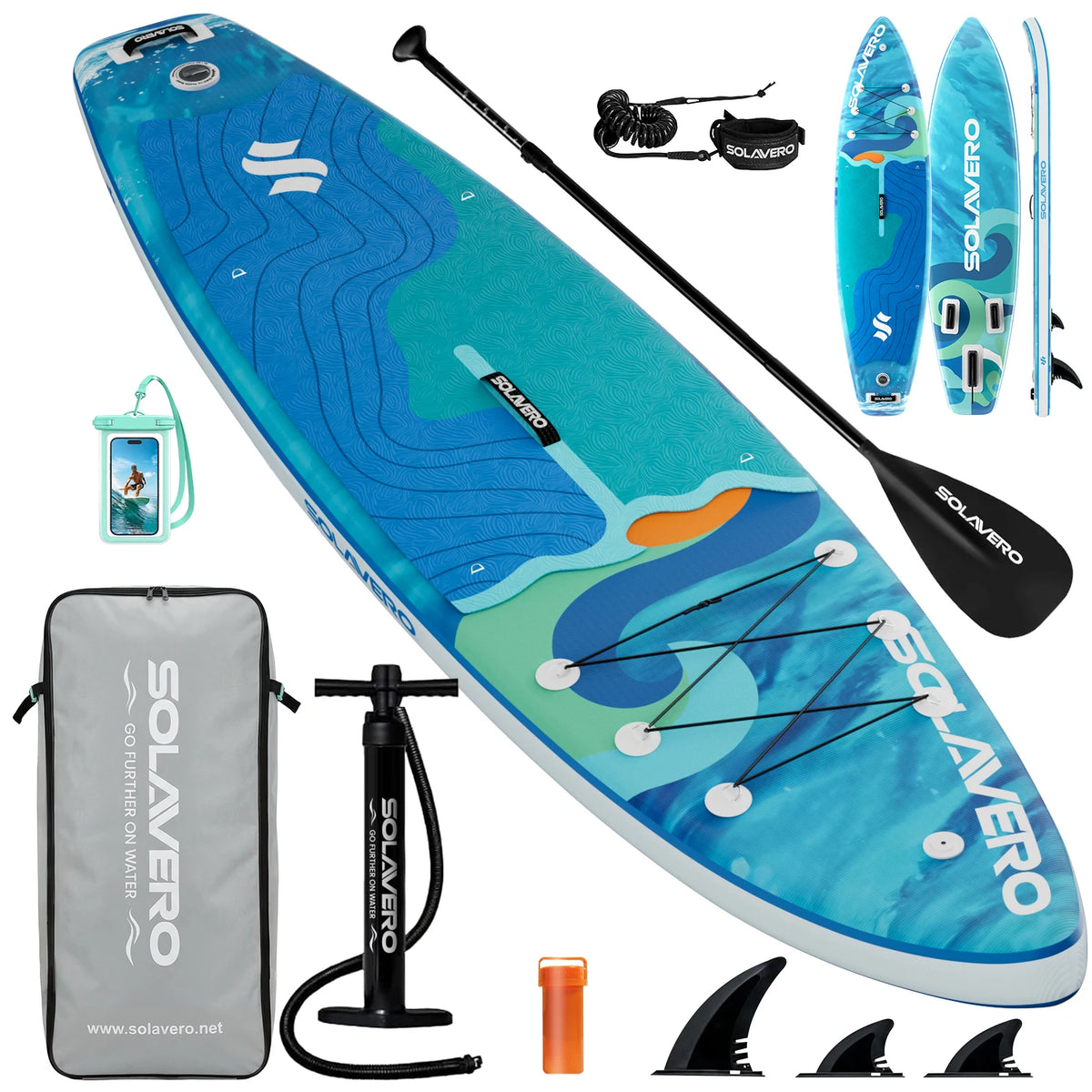 NEBMAAX Inflatable SUP Board Complete with A Full Set of SUP Accessories, Featuring Three Removable Tail Fins and A Non-slip Deck for Adults. Available in A Wide Variety of Patterns and Designs,Suitable for A Range of Water S