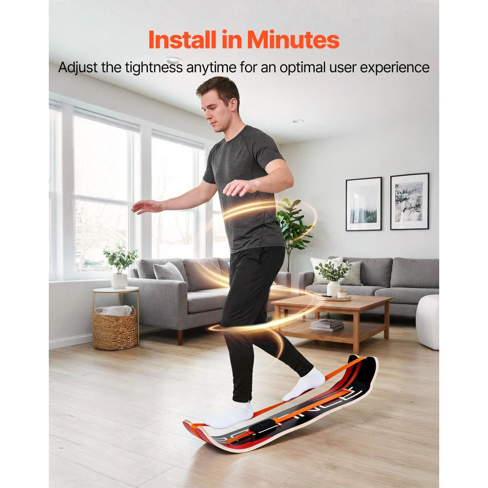 Ye Balance Board - Wobble Board Trainer for Adults, Premium Wooden Curved Balance Training Equipment, Compact & Lightweight for Core Workouts, Standing Desk Exercise, Home Gym, Yoga & More, Orange